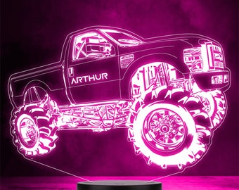 Monster Truck Car Motor Fan Personalised Gift Colour Change LED Lamp Night Light