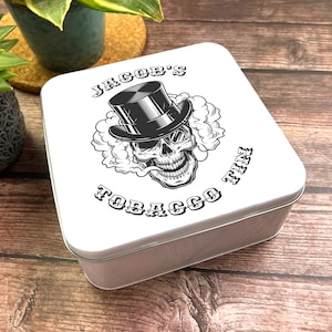 skull tobacco tin GEORGE CROSS SILVER HINGED 1oz TIN, 50ml TOBACCO TIN,PILL BOX The Spooky B*tch Tobacco Tin: