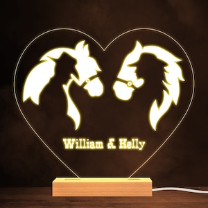 Cowboy & Cowgirl Silhouette With Horses Warm Lamp Personalised Gift Night Light | Personalised Gift | Bedroom Lamp | Personalised Light