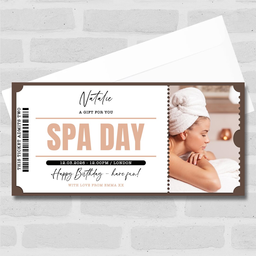 Spa Day Personalised Surprise Ticket Gift Voucher | Coupon, Surprise ...
