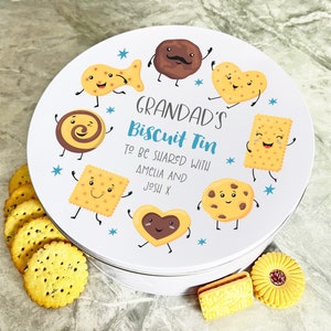 Granddad's To Be Shared With Round Personalised Gift Cookies Treats Biscuit Tin