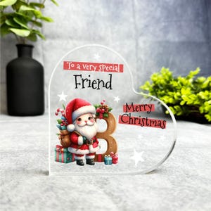 Regalo para un amigo especial, placa de recuerdo con forma de corazón con la letra B del alfabeto de Navidad, regalo de recuerdo navideño, baratija acrílica