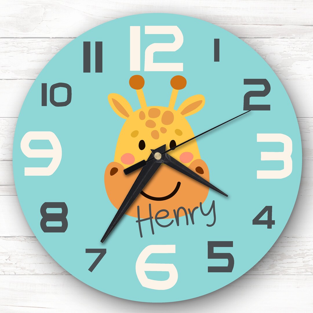 Kids Room Cute Giraffe Face Custom Gift Personalised Clock - Etsy Australia