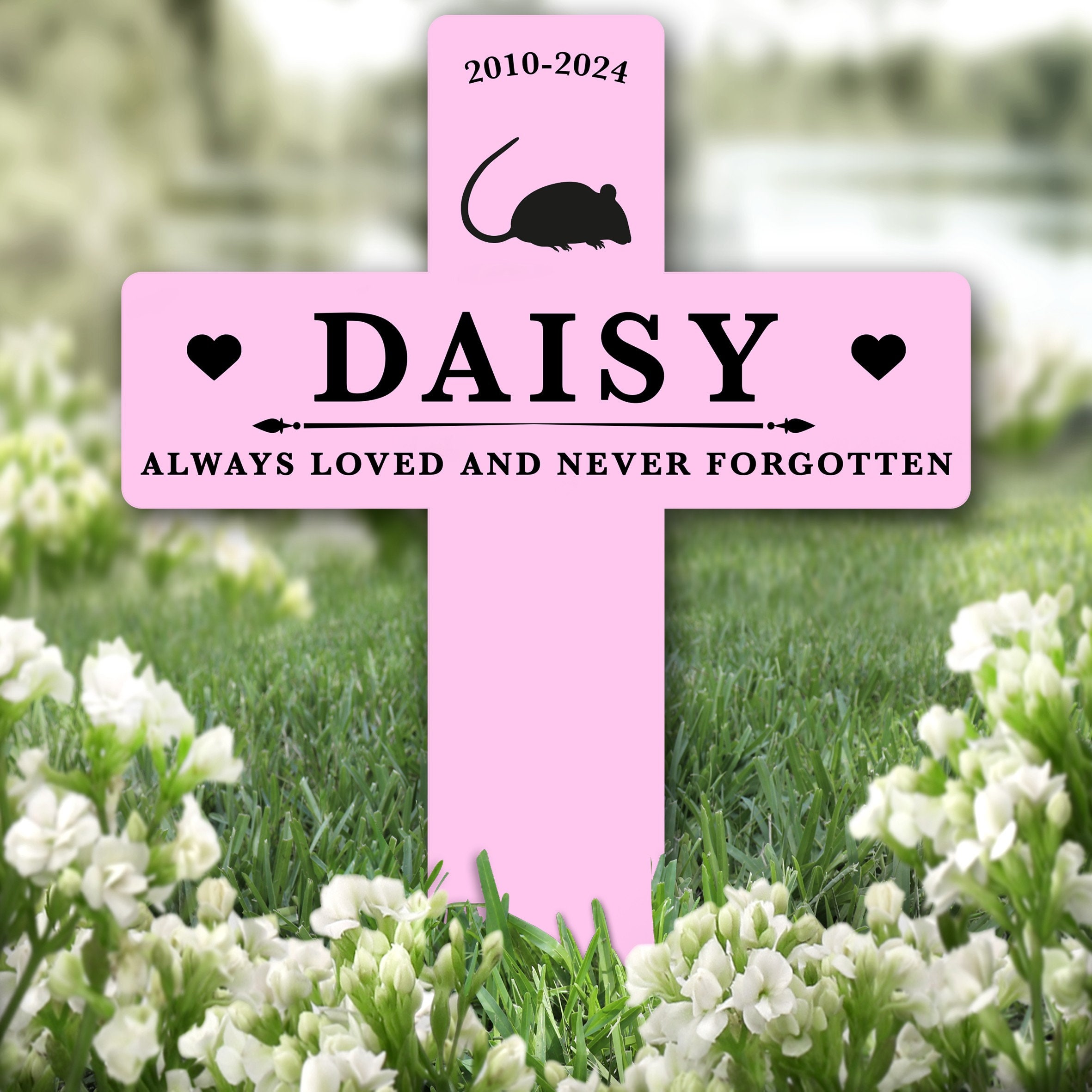 Cross Pink Mouse Silhouettes Pet Remembrance Garden Plaque Grave ...