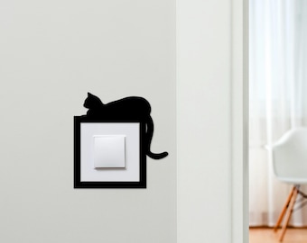 Light Switch Surround Cat Laying Down Decorative Switch Plate Cover Frame | Choice Of Colours | Decorative Frame