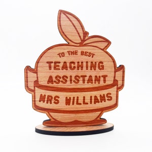 Wood Thank You The Best Teaching Assistant Apple Keepsake Personalised Gift