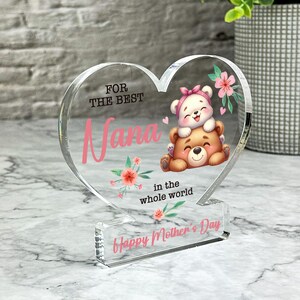Bears Gift For Mother&#39;s Day For Nana Keepsake Heart Ornament Plaque, Trinket Gift, Acrylic Plaque Ornament Keepsake Gift