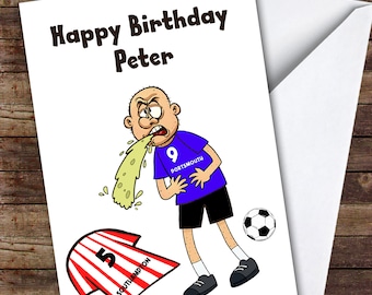 Biglietto di auguri di compleanno personalizzato a tema calcio: qualsiasi età, nome personalizzato - Italia