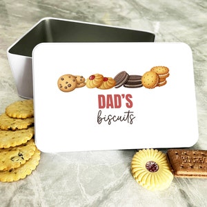 Dad&#39;s Biscuits Rectangle Personalised Biscuit Tin