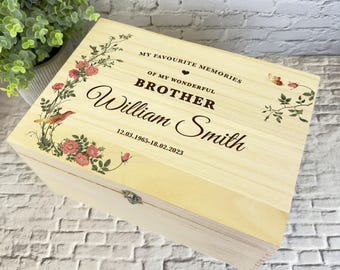 Wonderful Brother Memories Vintage Memorial Personalised Wooden Keepsake Box - Memory Storage Box - Memorial Wooden Memory Boxes