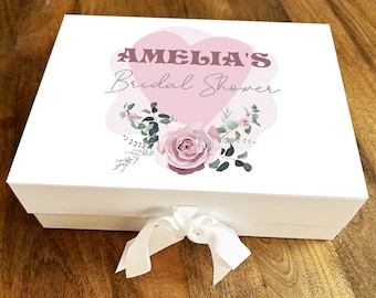 Bridal Shower Pink Rose Glitter Wedding Bride To Be Personalised Gift Box
