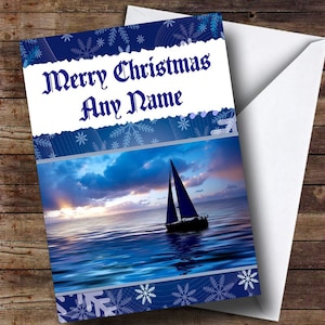 Tarjeta de Navidad personalizada con velero