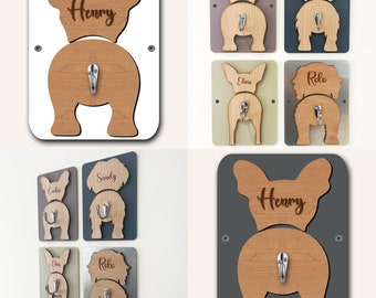French Bulldog Dog Lead Holder Leash Hanger Hook Any Colour Personalised Gift