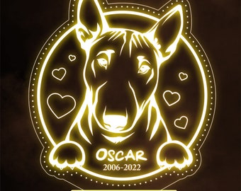 Bull Terrier Dog Memorial Pet Loss Personalised Gift Warm Lamp Night Light