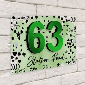 Sage Green Watercolour Abstract 3D Acrylic House Address Sign Door ...