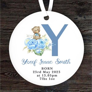 Nouveau Ours en peluche bébé garçon lettre Y cadeau personnalisé souvenir ornement suspendu