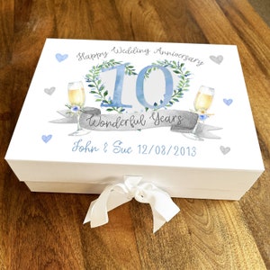10th 10 Wonderful Years Personalised Wedding Anniversary Keepsake Gift Box
