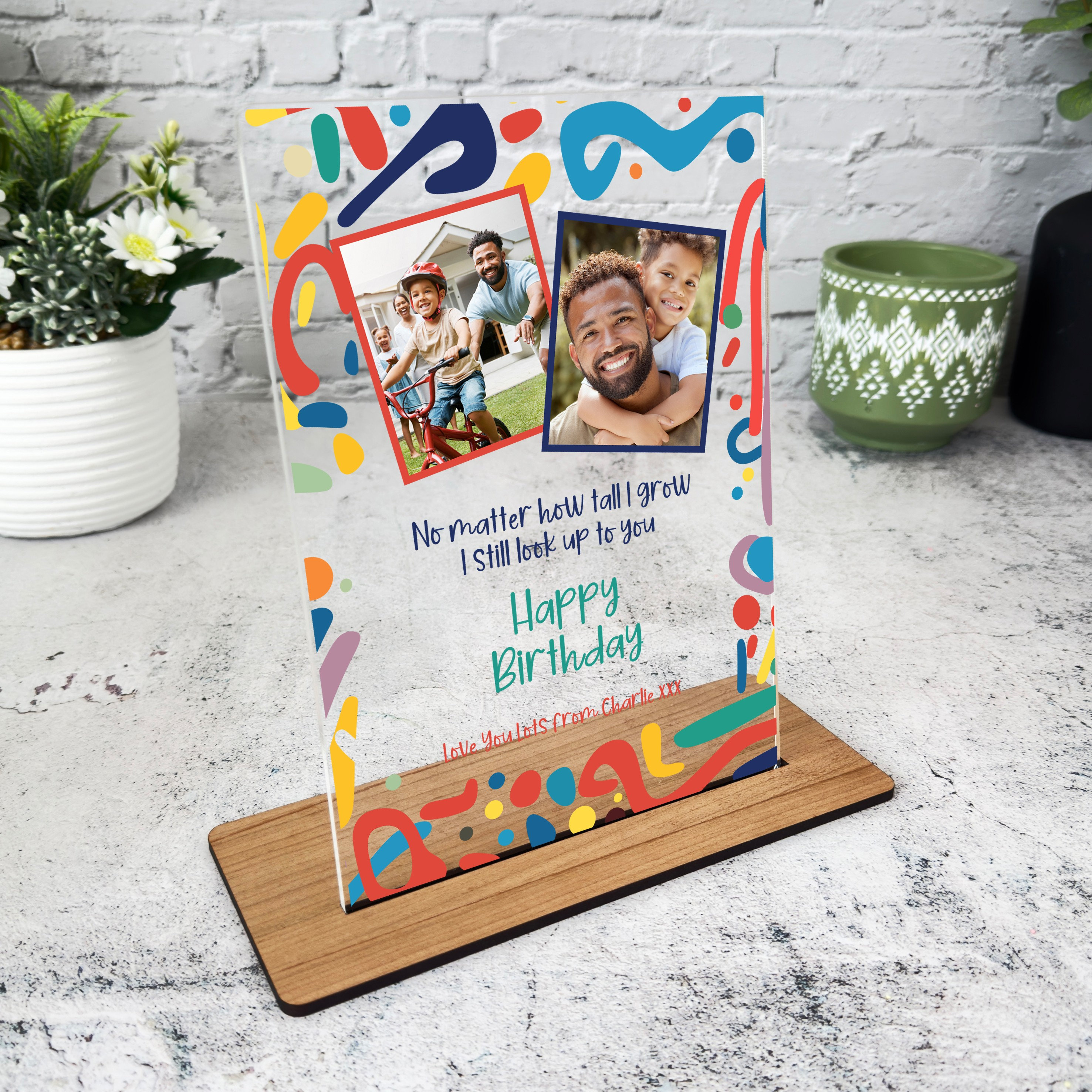 Birthday Gift For Dad Colourful Abstract Photo Personalised Acrylic Plaque - Personalised Gift, Custom Gift