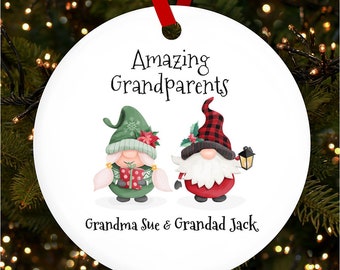 Grandparents Gnomes Personalised Christmas Tree Ornament