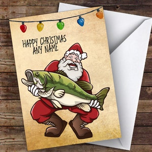 Fishing Santa With Big Catch Hobbies Personalised Christmas Card