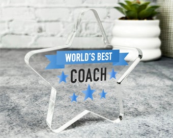 Kundenspezifisches Verzierungsgeschenk für den besten Trainer der Welt des blauen Stern-Plaketten-Andenkens Geschenk - Geschenk, kundenspezifisches Geschenk, Schmuckstück, Verzierung, Acrylplakette