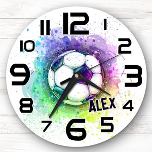 Splash Effect Football Boys Girls Room Custom Gift Personalised Clock image 1