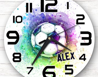 Splash-Effekt-Fußball-Jungen-Mädchen-Raum-kundenspezifisches Geschenk personifizierte Uhr