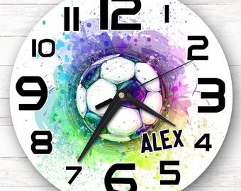 Splash Effect Football Boys Girls Room Custom Gift Personalised Clock