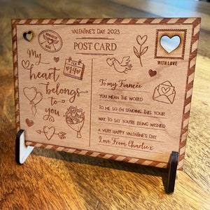 Verloofde Doodle My Heart Valentijnsdag gepersonaliseerde kaart houten briefkaart