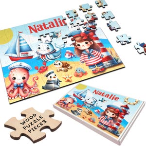Sealife Sailor Girl Kids Children&#39;s Gift Personalised Wooden Jigsaw Puzzle | Personalized Gift, Custom Puzzle, Quality Wood, Fun Gift