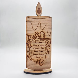 Mother&#39;s Day Birthday Candle Ornament Engraved Keepsake Personalised Gift