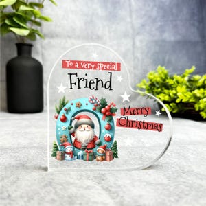 Regalo para un amigo especial, placa de recuerdo con forma de corazón con la letra O del alfabeto de Navidad, regalo de recuerdo navideño, abalorio de acrílico