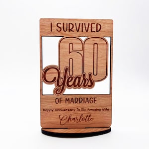 I Survived 60 Years Of Marriage Wedding Anniversary Keepsake Personalised Gift