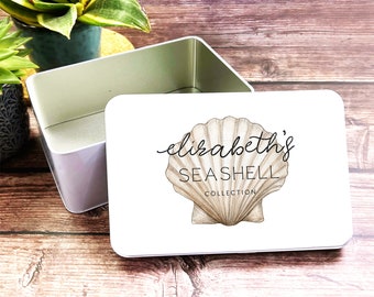 Shell Collector Beach Adventure Personalised Seashell Storage Tin