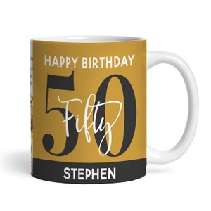 Mug 50e anniversaire Cadeau Or Noir Photo Thé Tasse à café personnalisée