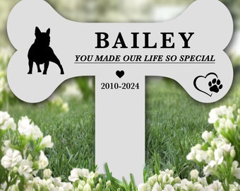 Os Frenchie Dog Pet Remembrance Garden Plaque Grave Marker Memorial Pieu