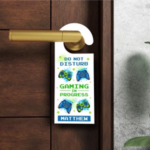 Do Not Disturb Gaming Name Controller Room Personalised Kids Bedroom Door Hanger