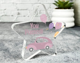 Pink Herzlichen Glückwunsch Sie bestandene Führerschein Prüfung vorhanden Star Plaque Andenken Geschenk - Geschenk, individuelles Geschenk, Schmuckstück, Ornament, Acryl Plakette