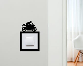 Light Switch Surround Motorbike Decorative Switch Plate Cover Frame | Choice Of Colours | Decorative Frame