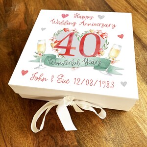 40e 40 prachtige jaren krans gepersonaliseerde vierkante huwelijksverjaardag geschenkdoos