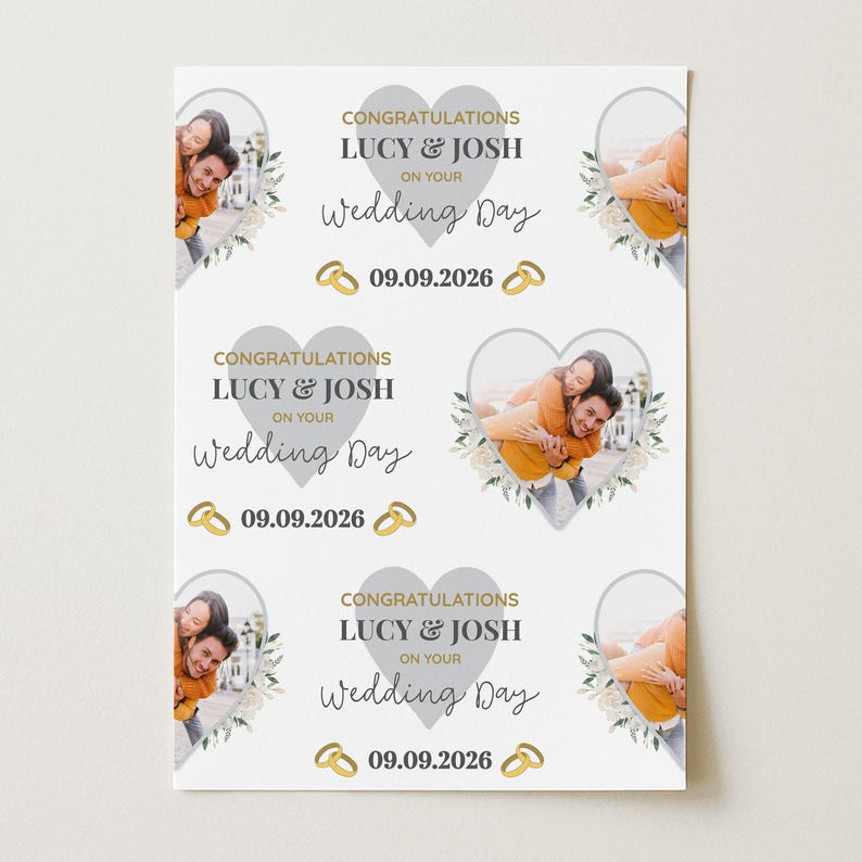 Personalised Wrapping Paper Wedding Day Photo White Flowers Heart Gift ...