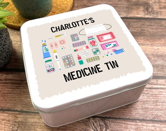 Square Medical Elements First Aid Personalised Medicine Tin