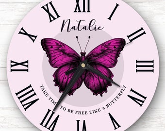 Horloge Papillon rose Be Free Cadeau personnalisé personnalisé