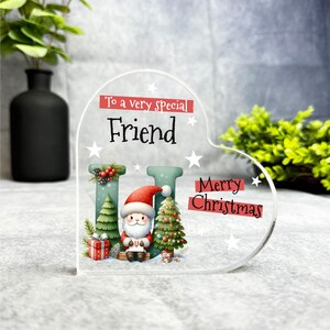 Regalo para un amigo especial, placa de recuerdo con forma de corazón con la letra U del alfabeto navideño, regalo de recuerdo navideño, abalorio de acrílico