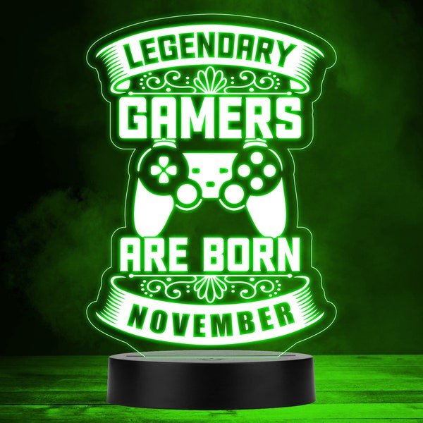 Videospiele Legendärer Gamer Geburtstag November Personalisiertes Geschenk Nachtlicht | Personalisiertes Geschenk Schlafzimmer Lampe | Personalisiertes Licht