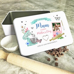 Foto personalizada del día de la madre de mamá mariposa galleta hornear dulces pastel lata