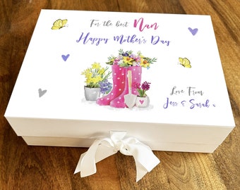 Nan Wellies Garden Mother's Day Personalised Keepsake Memory Hamper Gift Box