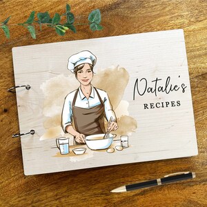 木製 水彩画 女性用 スクラップブック メモ リスト ベーキング クック レシピキーパーブック レシピプランナーブック レシピキーパーブック 空白のレシピブック 食事