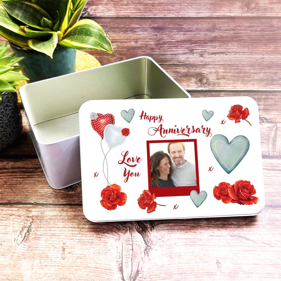 Red Rose Happy Anniversary Gift Photo Personalised Treat Tin - Etsy