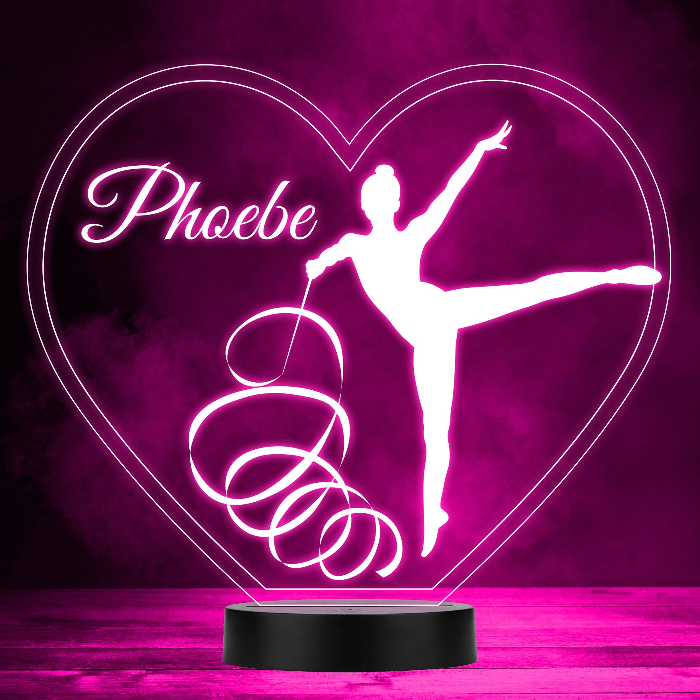 Silhouette Of A Girl & Ribbon Rhythmic Gymnastics Fan LED Colour Night Light